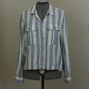 American Eagle Cropped Striped Button Down
